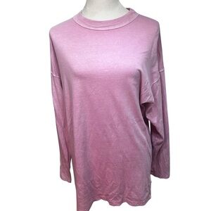 Oversized Cotton Tunic Long Sleeve Pink We The Free Free People Raw Seam Top S